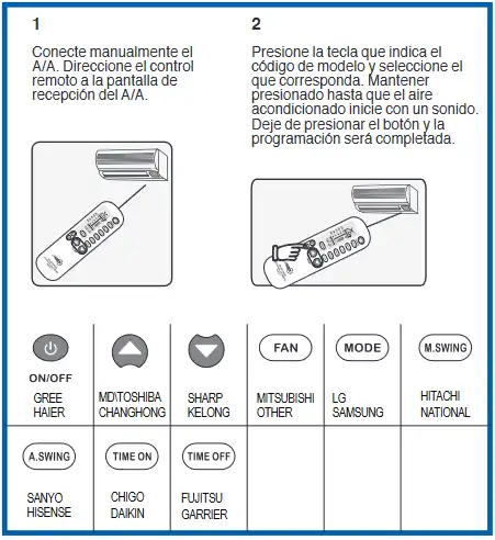 programar Avaly AC1000 por marca