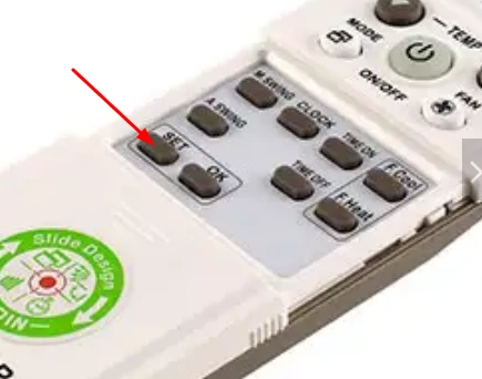Tecla SET del control universal K1038E