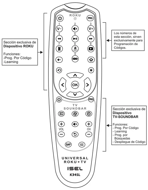 k34sl Secciones específicas para ROKU y barras de sonido