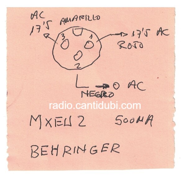 Asignación de pines del alimentador Behringer MXEU2